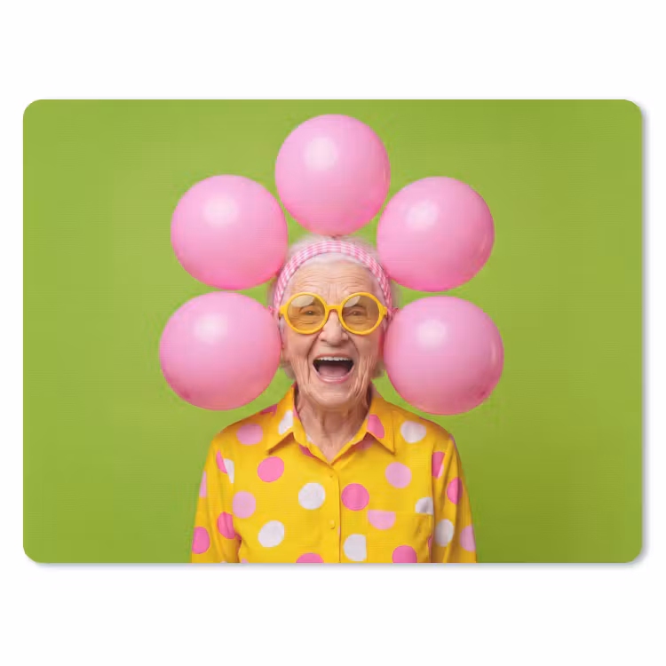 Mens - Ballonnen - Feest - Kleurrijk - Roze muismat rubber klein -3d