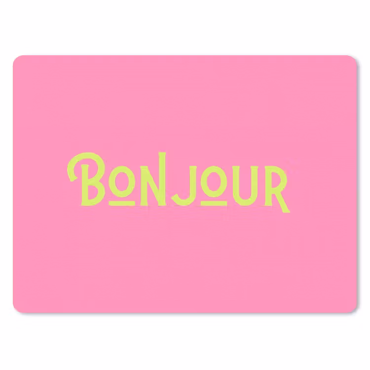 Roze - Groene Bonjour - art-deco muismat rubber klein -3d