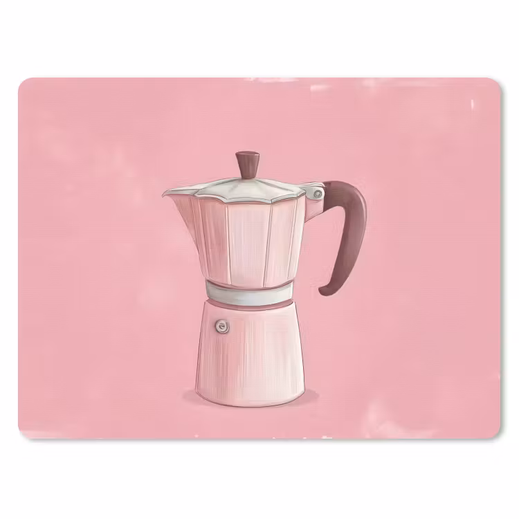 Roze - Mokkapot - Illustratie - Koffie muismat rubber klein -3d