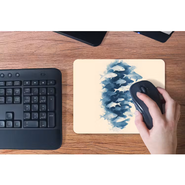 Vissen - Minimalistisch - Blauw muismat rubber klein -toetsenbord