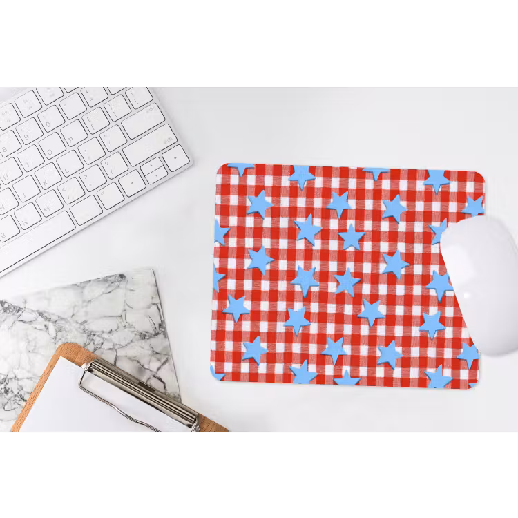 Ruit - Sterren - Rood muismat rubber klein 262 -witbureau