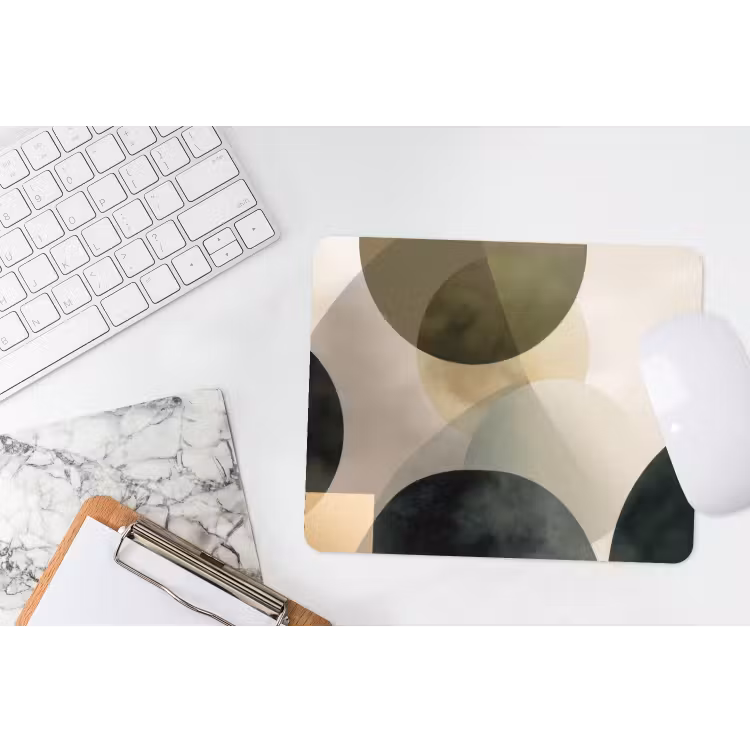 Vlakken - Abstract - Beige - Cirkels muismat rubber klein -witbureau