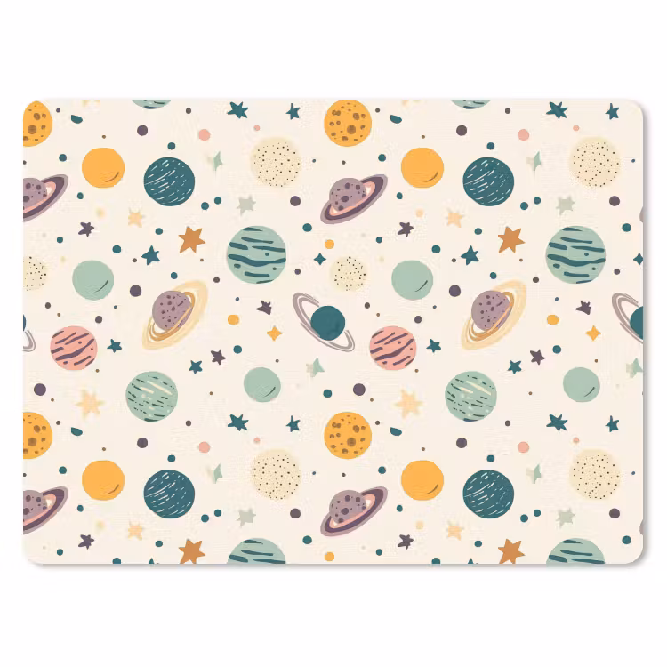 Planeten - Retro - Kleurrijk muismat rubber klein 262 -3d