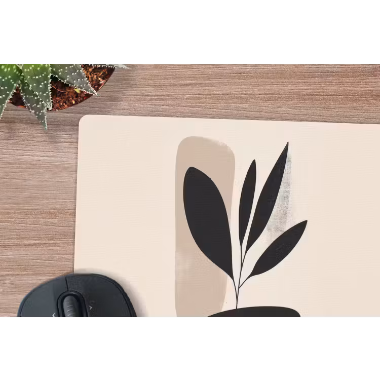 Plant - Beige - Japandi muismat rubber klein -closeup