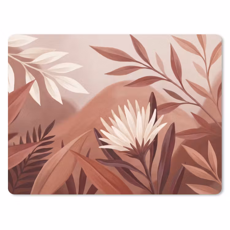 Planten - Bladeren - Botanisch - Modern - Bruin muismat rubber klein -3d