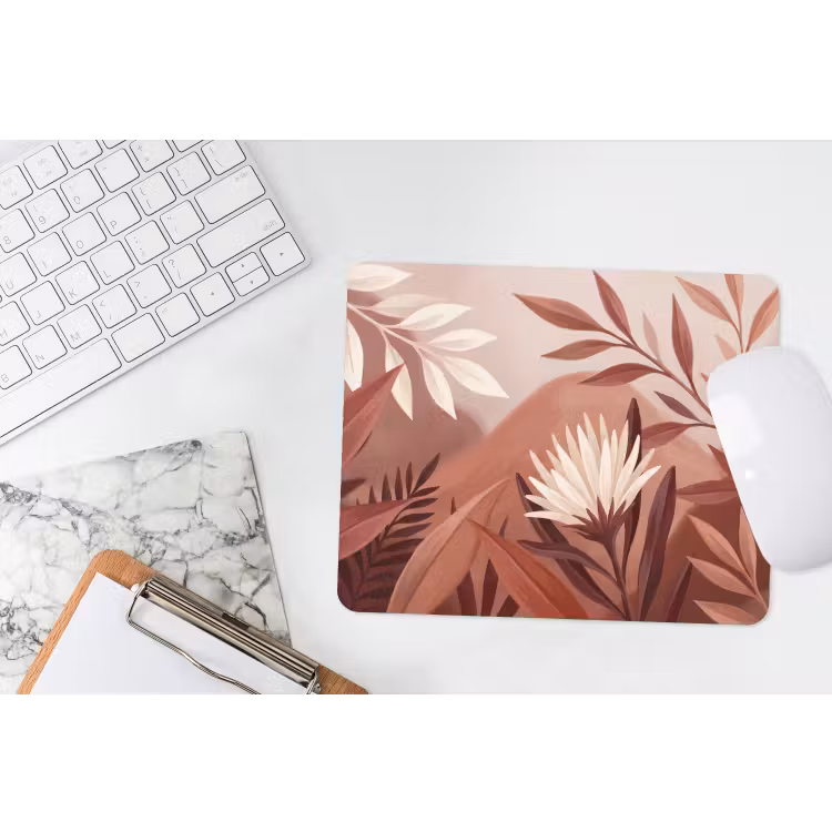 Planten - Bladeren - Botanisch - Modern - Bruin muismat rubber klein -witbureau