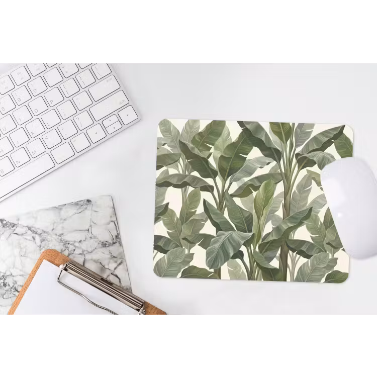 Planten - Bladeren - Tropisch - Groen muismat rubber klein -witbureau