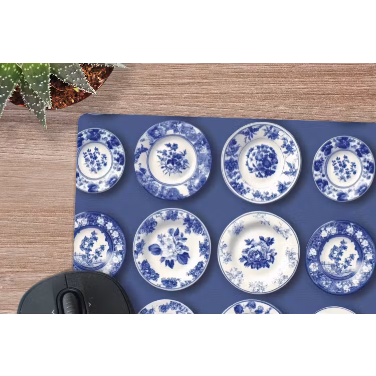 Borden - Floraal - Blauw muismat rubber klein 262 -closeup