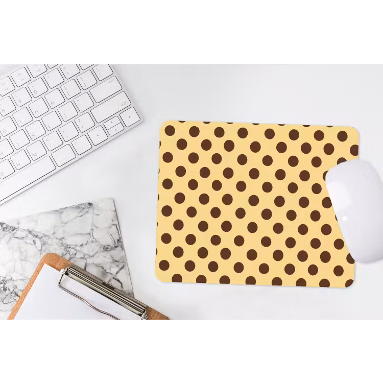 Polka Dot - Stippen - Retro - Geel - Bruin muismat rubber klein 262 -witbureau