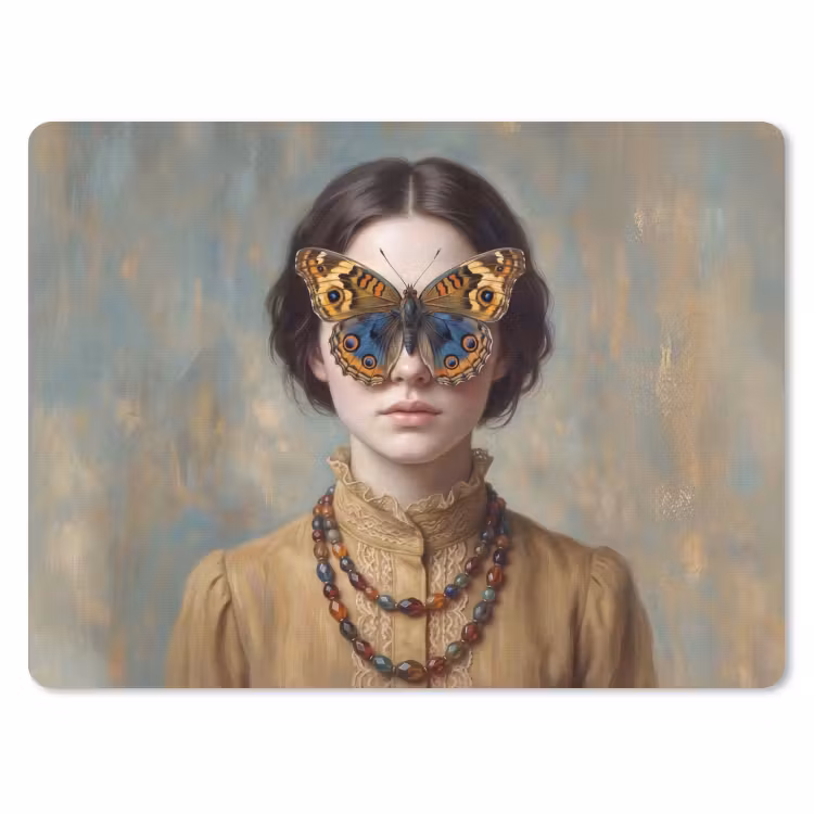 Portret - Vlinder - Kleurrijk muismat rubber klein -3d