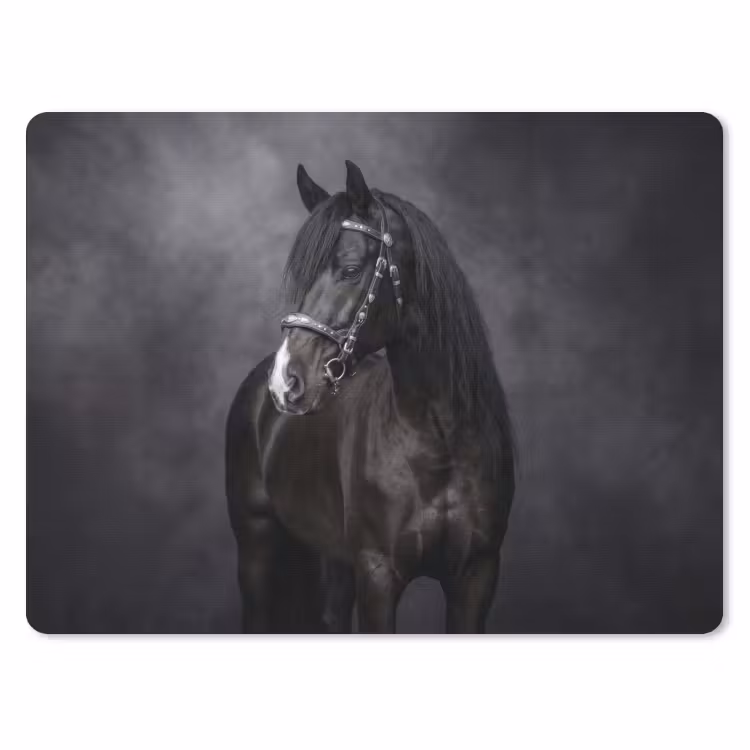 Portret - Paard - Zwart muismat rubber klein -3d