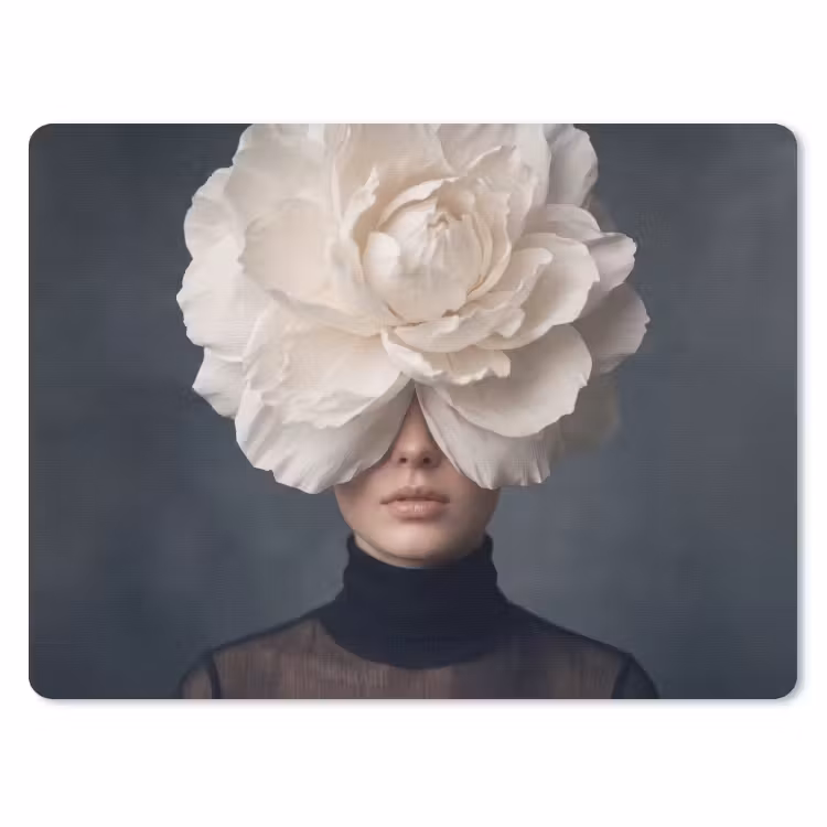 Portret - Mysterieus - Wit muismat rubber klein -3d