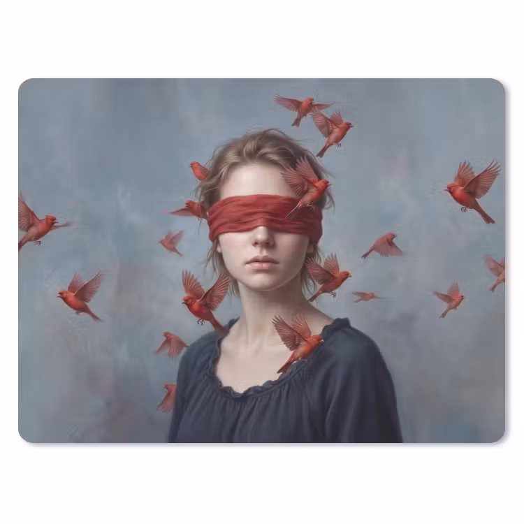 Portret - Krachtig - Rood muismat rubber klein -3d