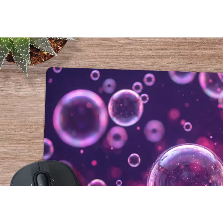 Paars - Bubbels - Schuim muismat rubber klein -closeup