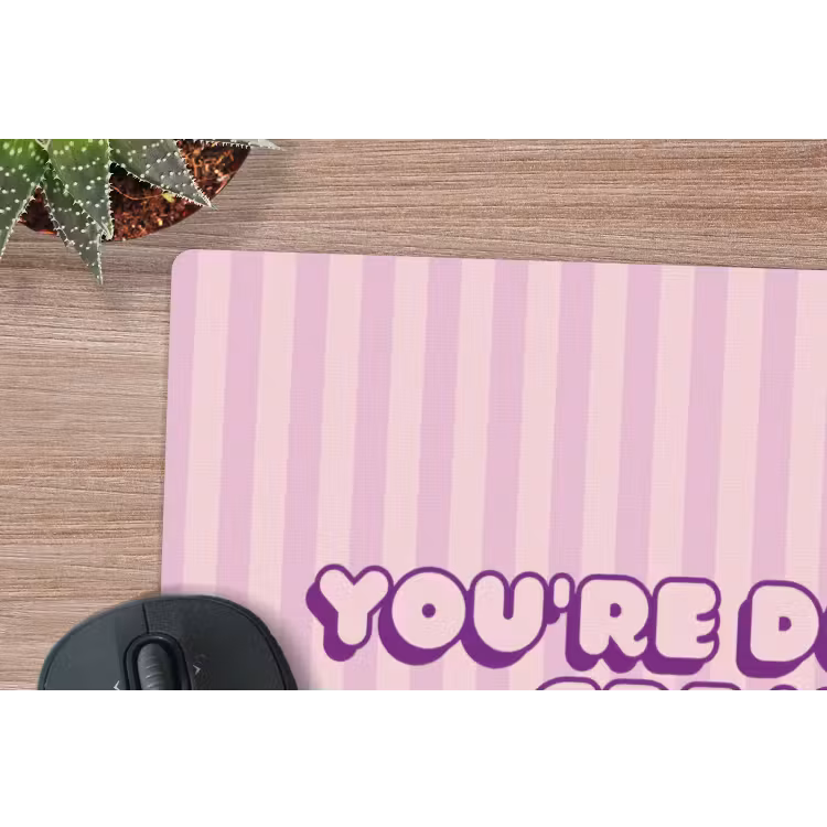 Paars - Strepen - You're doing great - Schaduw muismat rubber klein -closeup