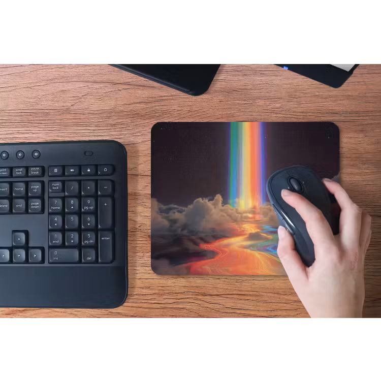 Regenboog - Verticaal - Sterrenhemel - Wolken muismat rubber klein -toetsenbord