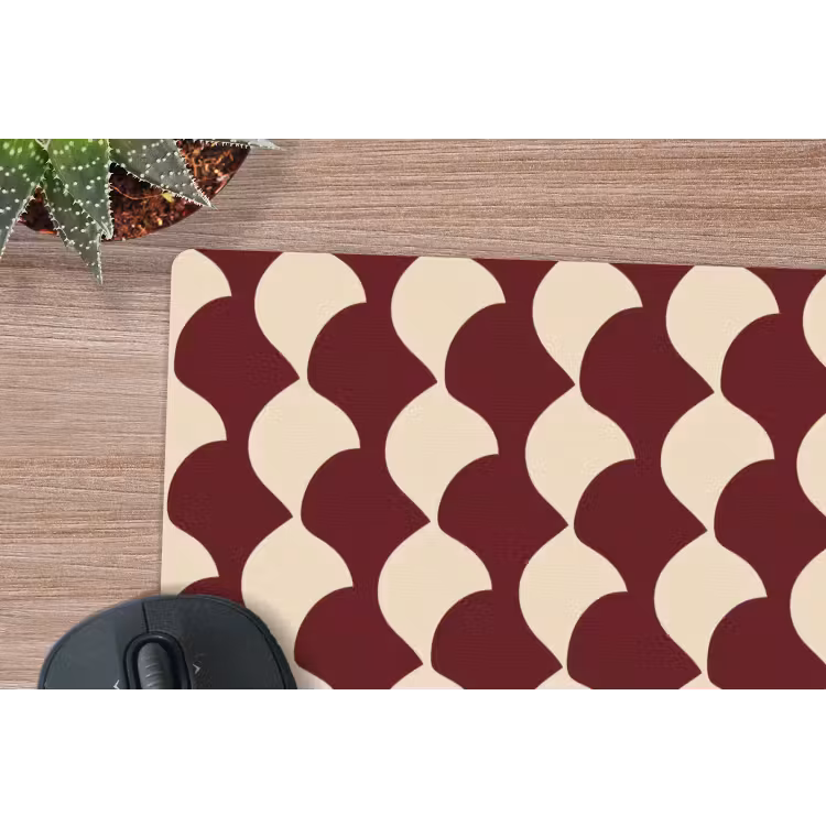 Rood - Tegelpatroon - Crème muismat rubber klein 262 -closeup