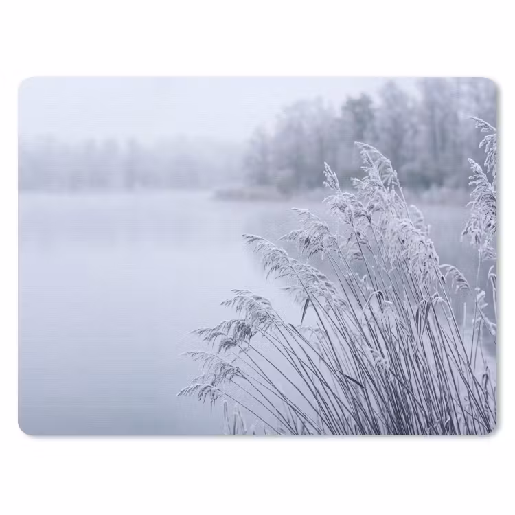 Riet - Bevroren - Winter - Natuur muismat rubber klein -3d