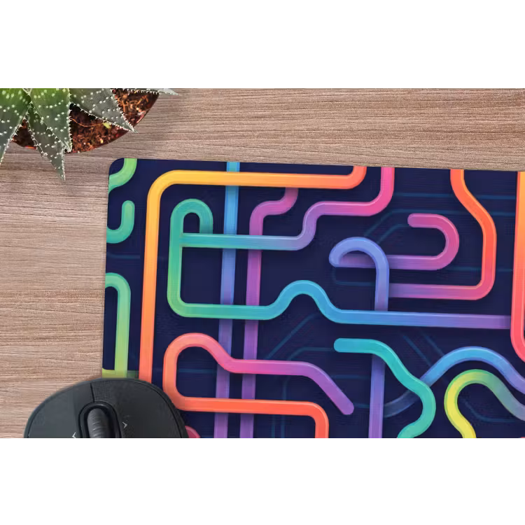 Retro - Abstract - Neon muismat rubber klein -closeup