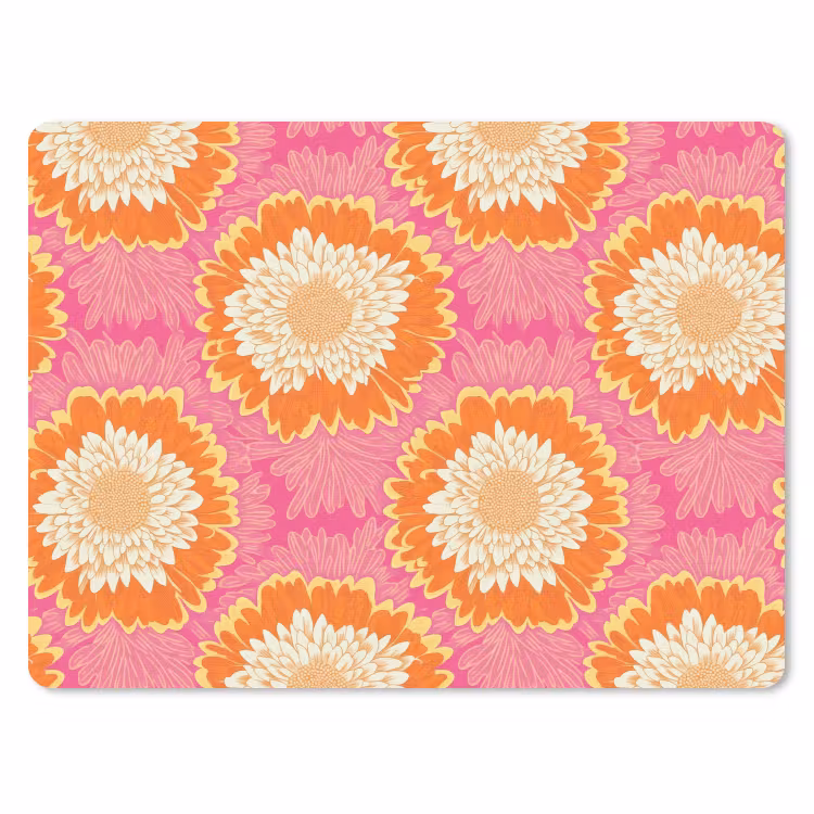 Retro - Bloemen - Kleurrijk muismat rubber klein 262 -3d
