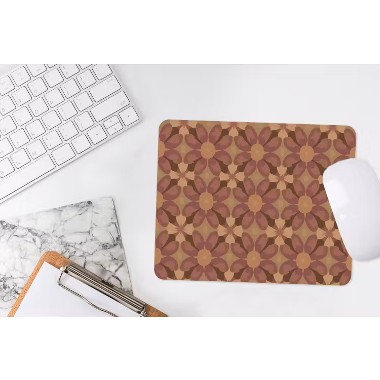 Retro - Bloemen - Bruin muismat rubber klein 262 -witbureau