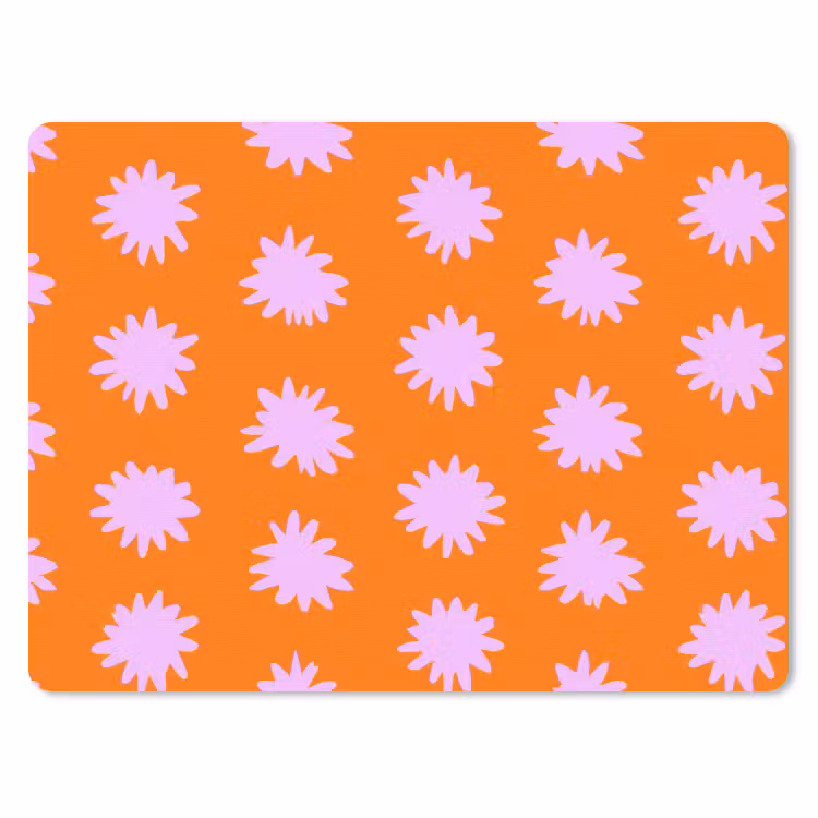Retro - Bloemen - Oranje muismat rubber klein 262 -3d