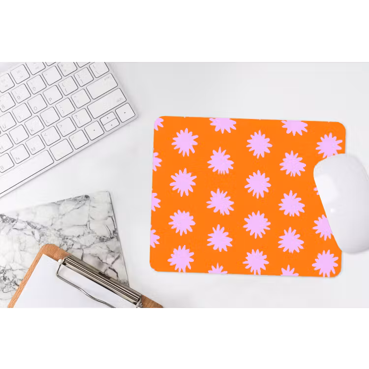 Retro - Bloemen - Oranje muismat rubber klein 262 -witbureau