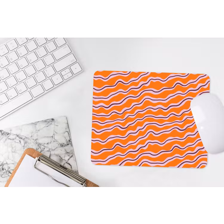 Retro - Golvend - Oranje muismat rubber klein 262 -witbureau