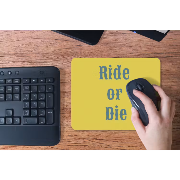 Ride or die - Geel - Blauw muismat rubber klein -toetsenbord