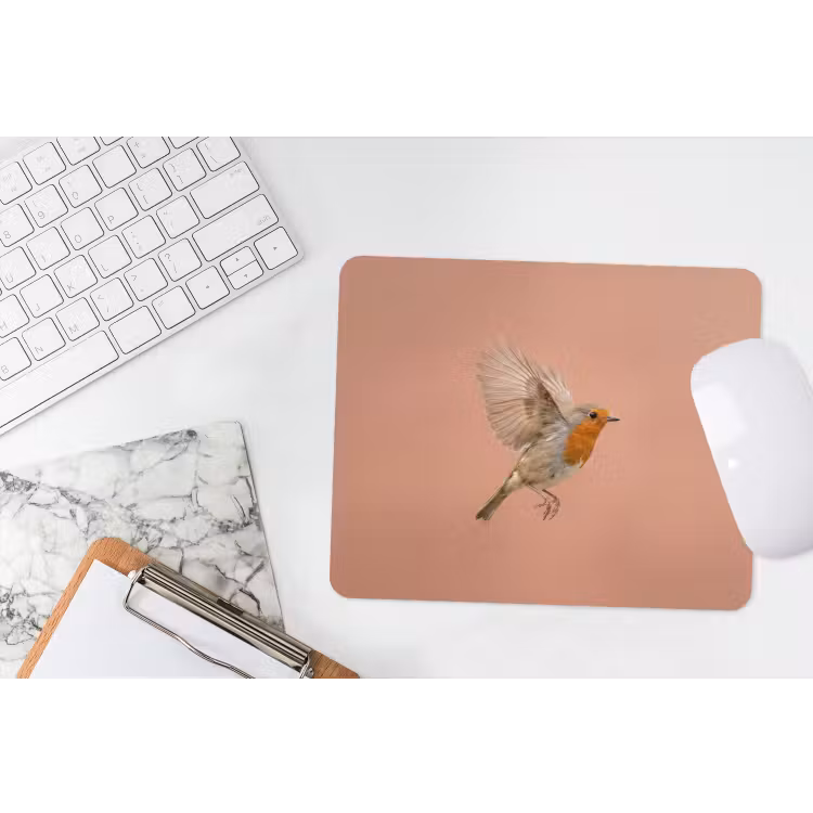 Roodborst - Natuur - Roze muismat rubber klein -witbureau