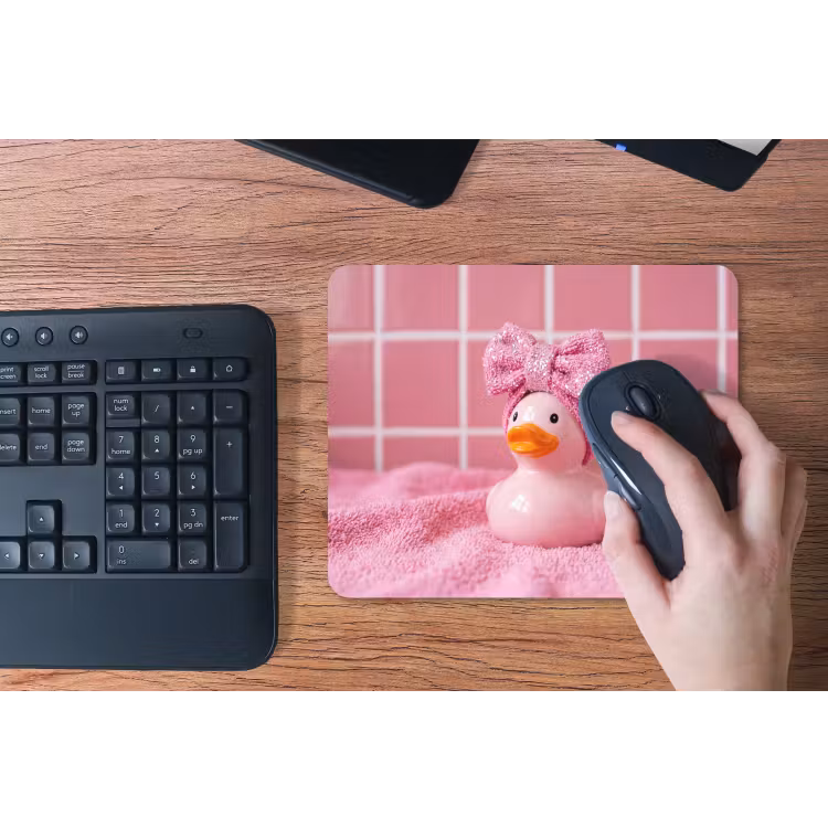 Badeend -Strik - Roze muismat rubber klein -toetsenbord