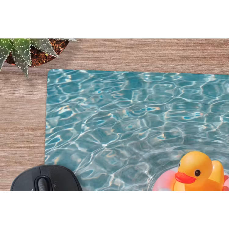 Badeend - Zwemband - Geel muismat rubber klein -closeup