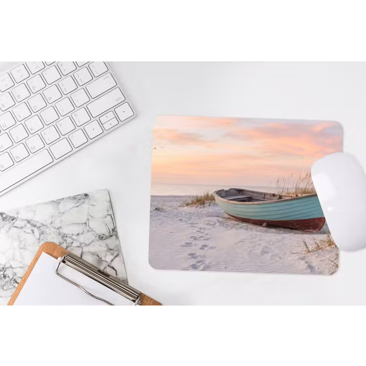 Rustiek - Roeiboot - Zandstrand muismat rubber klein -witbureau