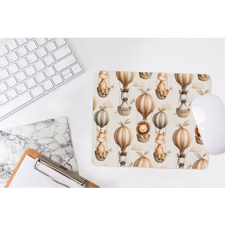 Safari - Luchtballonen - Taupe muismat rubber klein 262 -witbureau