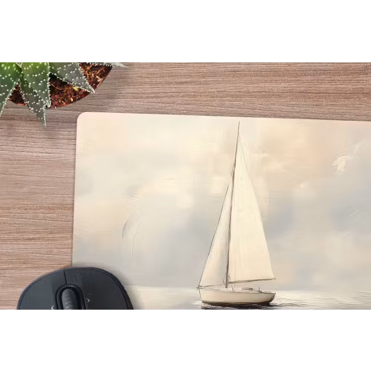 Zeilschip - Zee - Bewolkt muismat rubber klein -closeup