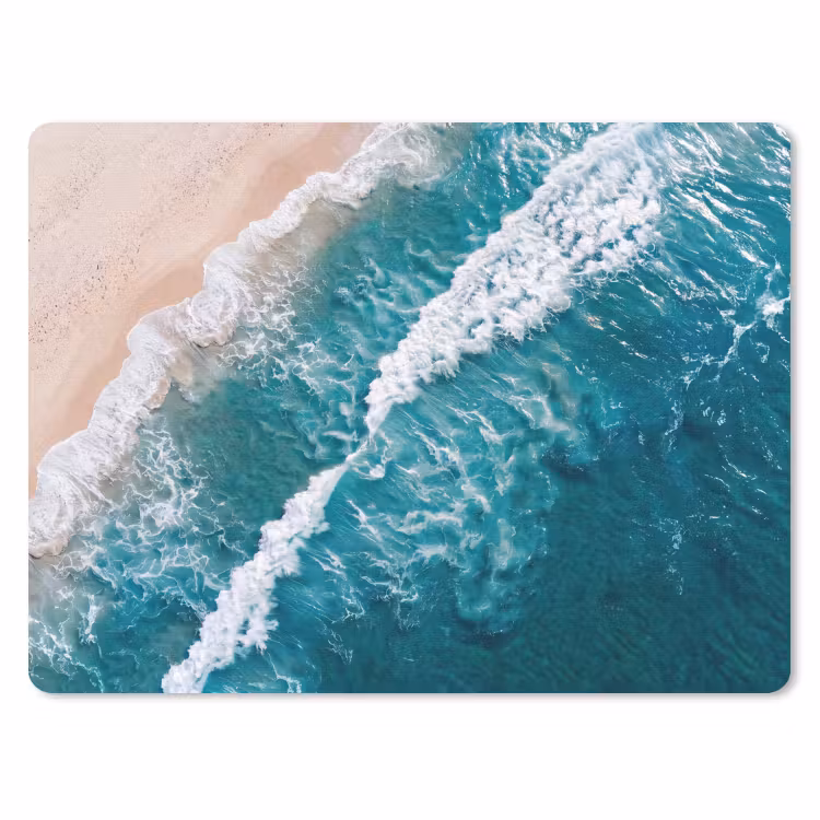 Zee - Strand - Golven - Natuur - Blauw muismat rubber klein -3d