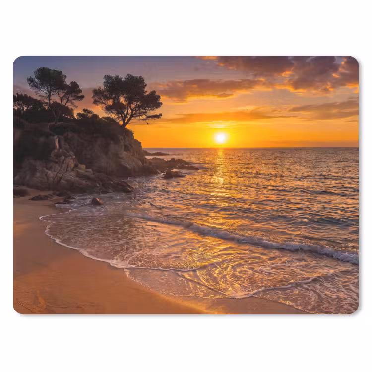 Zee - Kust - Zonsondergang - Natuur - Oranje muismat rubber klein -3d