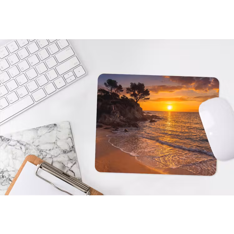 Zee - Kust - Zonsondergang - Natuur - Oranje muismat rubber klein -witbureau