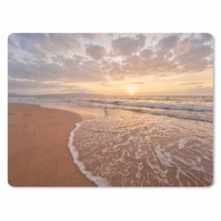 Zee - Kustlijn - Wolken - Landschap - Oranje muismat rubber klein -3d