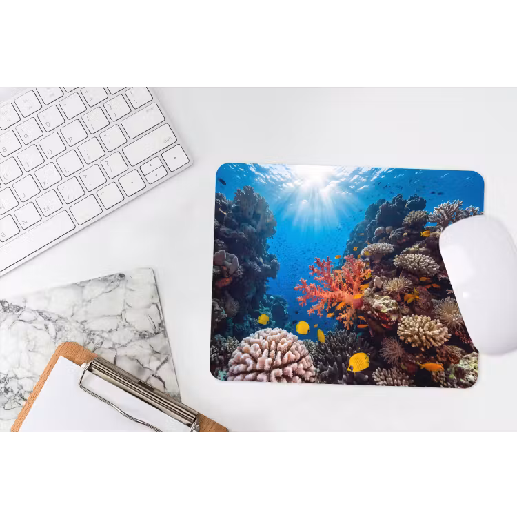 Zee - Koraalrif - Natuur - Levendig - Blauw muismat rubber klein -witbureau