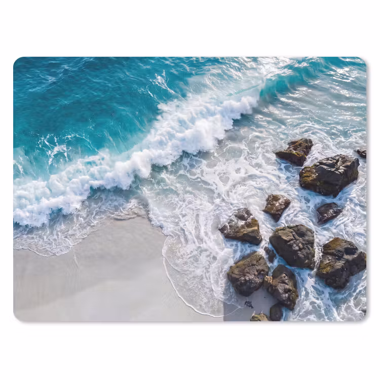 Zee - Golf - Strand - Natuur - Blauw muismat rubber klein -3d