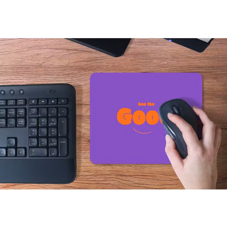See the good - Oranje - Paars - Smiley muismat rubber klein -toetsenbord