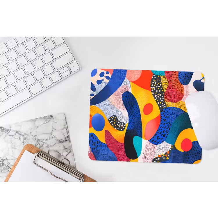Vormen - Abstract - Stippels - Blauw muismat rubber klein -witbureau