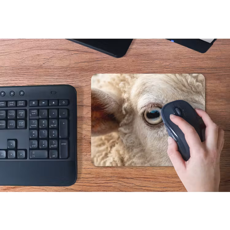 Schaap - Oog - Wit muismat rubber klein -toetsenbord