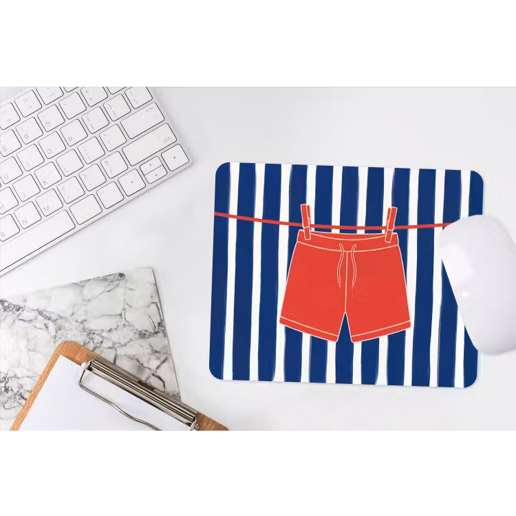 Shorts - Waslijn - Zomer - Illustratie - Rood muismat rubber klein -witbureau