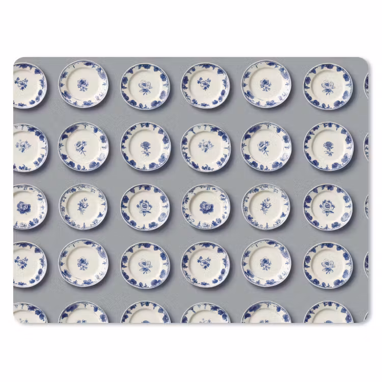 Borden - Bloemen - Blauw - Wit muismat rubber klein 262 -3d
