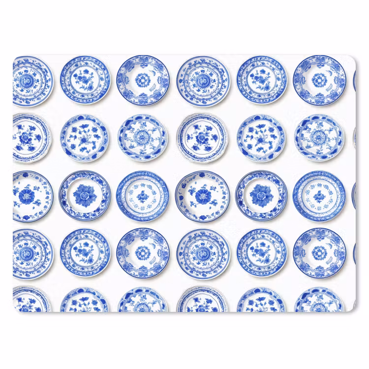 Borden - Bloemen - Patroon - Blauw muismat rubber klein 262 -3d