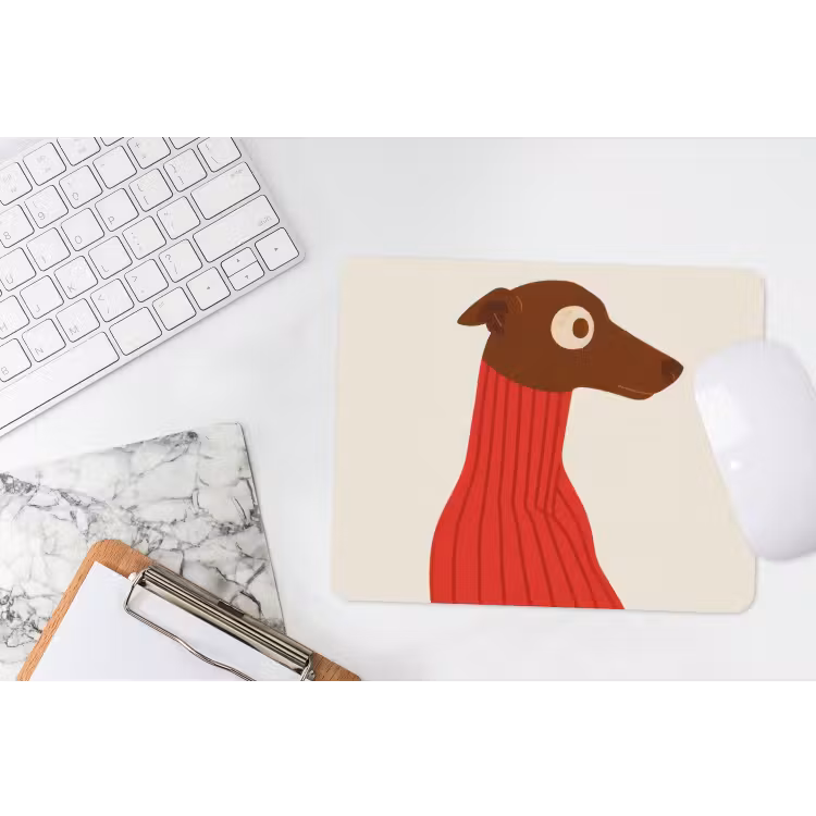 Silhouet - Hond - Trui - Rood muismat rubber klein -witbureau