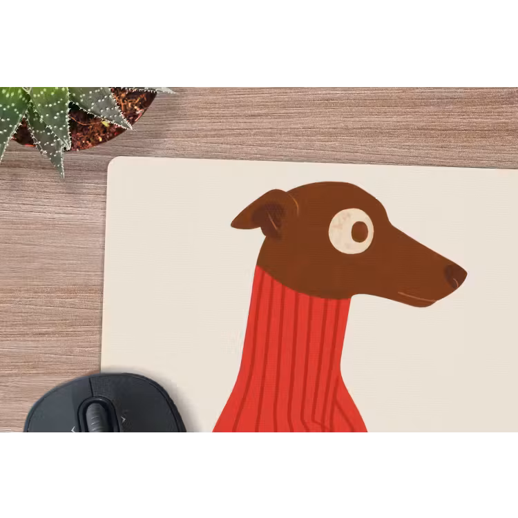 Silhouet - Hond - Trui - Rood muismat rubber klein -closeup