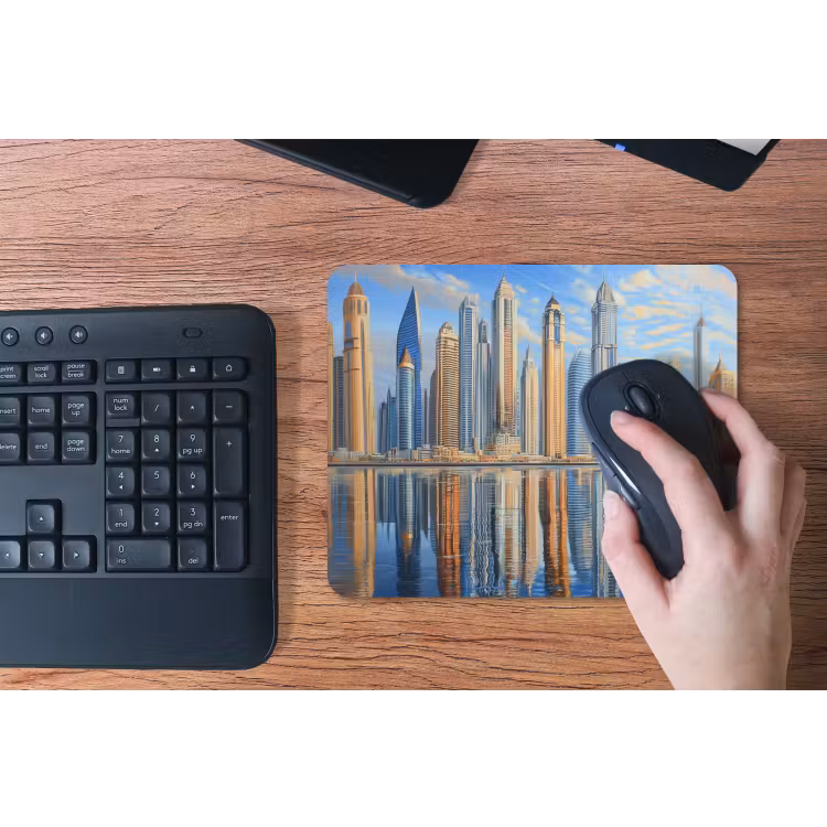 Skyline - Wolkenkrabbers - Water - Blauw muismat rubber klein -toetsenbord